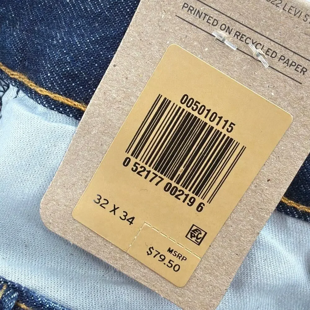 Levi's Men's Dark Wash  Non Stretch Straight Leg 501 Original Jeans Size 32 x 34